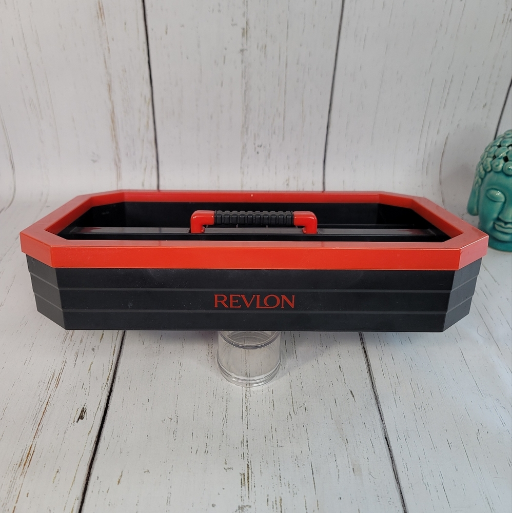 Revlon #1210 Vintage Make Up Tray Red/Black Classic Color Retractable Handle